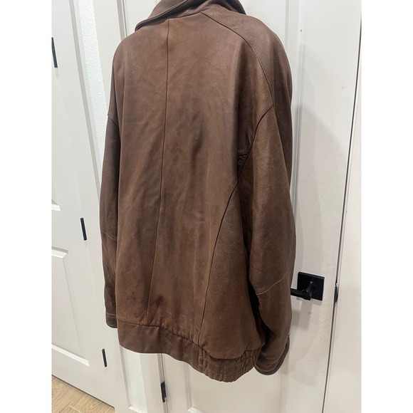 Wilsons Leather Men's Brown Genuine Leather Bomber Jacket Full Zip Size XL - Picture 13 of 16